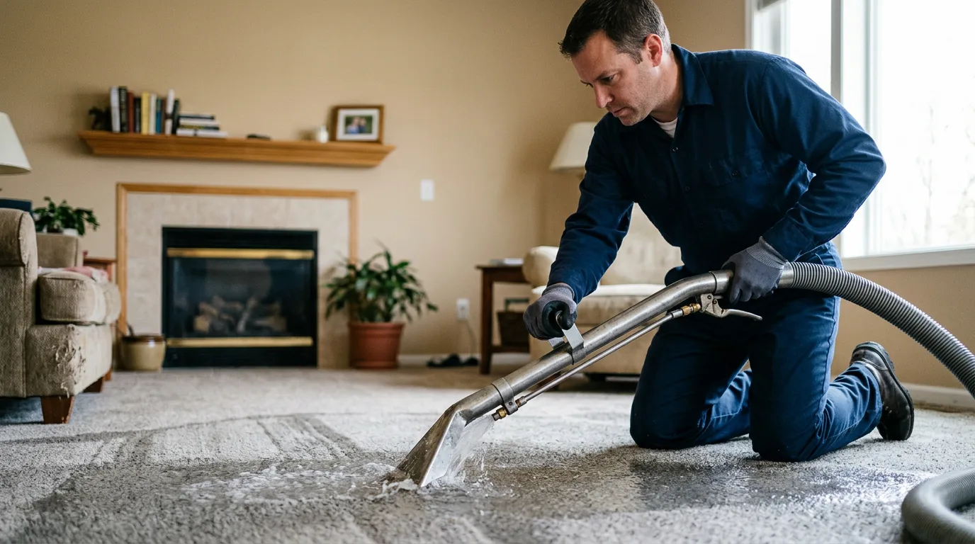 Water damage restoration technician working near Evening Shade, AR
